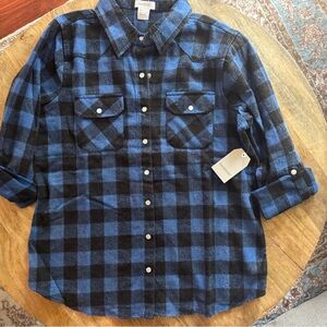 NEW Blue and Black Checkered flannel Shirt